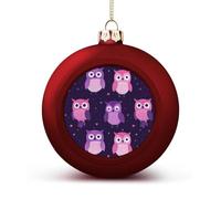 Cute Owls Pattern Shiny Christmas Ball Ornaments for Xmas Tree Hanging Balls Holiday Party Decoration 4PCS