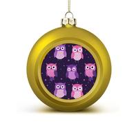 Cute Owls Pattern Shiny Christmas Ball Ornaments for Xmas Tree Hanging Balls Holiday Party Decoration 2PCS