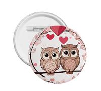 Cute Owls -Print Custom Round Enamel Pin - Alloy Metal Lapel Badge For Jacket, Bag, Gift Idea.