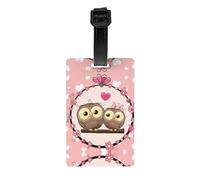 Cute Owls Print Luggage Tag with Full Back Privacy Cover - ID Label for Suitcases, Handbags, and Backpacks