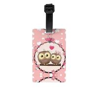 Cute Owls Print Luggage Tags with Full Back Privacy Cover - Bright Suitcase Identifier for Travel, Cruise & More