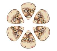 Cute Owls Printed Guitar Picks -6 Pcs Guitar Picks Plectrum,Guitar Accessories,Electric Guitar Pick, Bass & Ukulele 0.71mm