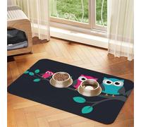 Cute Owls Printing Pet Absorbent Tablecloth, Special Pad For Pet Bowls, Rollable For Storage, Ideal For Pet Bowls