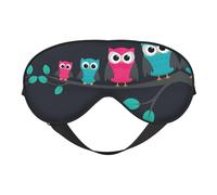 Cute Owls Printing Soft Eye Mask,Double-Sided Soft Eye Cover for Sleep,Travel,Yoga, Adjustable Strap, Blocks Light