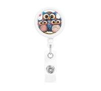 Cute Owls Retractable Badge Reel Heavy Duty Badge Holder with Belt Clip Retractable Lanyards ID Card Holder with Keychain Name Badge Clips for Office Nurse Employee