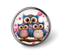 Cute Owls Round Badge for Men Women, Durable & Stylish Lapel Pins, Lightweight Metal Badges for Shirts, Jackets, Hats