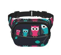 Cute Owls Square Double Layer Waist Bag Belt Fanny Pack Purse with Adjustable Strap, Running, Travel, Hiking