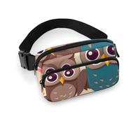Cute Owls Waist Bag Fashion Fanny Bag with Adjustable Strap for Outdoor Workout Cycling Unisex, white, 20x13cm, Waist Bag