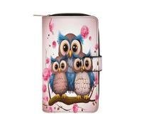 Cute Owls Wallet Multifunctional Leather Wallets for Men Compact Long Wallet Credit Card Holder Passport Bag