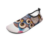 Cute Owls Water Shoes for Men Women, Lightweight Stretch Swim Shoes with Anti-Slip Rubber Sole, Quick-Dry Aqua Socks for Pool, Beach, Surfing, Style, 5 Women/5 Men