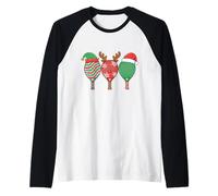 Cute Padel Racket Christmas Trio Elf Reindeer Santa Padel Raglan Baseball Tee