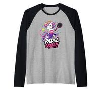 Cute Padel Unicorn Padel Queen Rainbow Court Magic Raglan Baseball Tee
