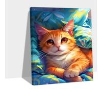 Cute Paint by Numbers, Cat Paint by Numbers for Adults 12x16in Easy DIY Canvas Painting Kits for Adults Beginners, with Brushes Acrylic Pigment, Home Decoration Wall Art Crafts, Women Hobby Y#B333