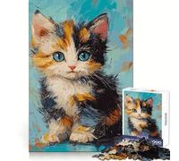 Cute Paint Cat 1000 Pieces Jigsaw Puzzles for Adults Focus Train Fade Resist Home Enjoyable Santa Present (50x75cm)