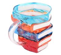 Cute Painted Book Mug Easy to Wash Large Handle Librarian Gift Glass Cup for Xmas
