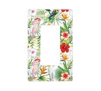 Cute Painted Cute Parrot Bird Plant Wall Plate Covers, 1- Gang Screwless Wall Plates Standard Size 4.6" x 2.8", Decorative Light Switch Cover Plate Outlet Covers, Polycarbonate Thermoplastic