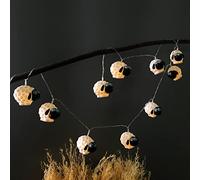 Cute Painted Sheep Night Light 1.65M 10LEDs Baa Baa Sheep Ornaments String Lights Lamb Fairy Light Battery Powered Indoor Farm Animal Party Children's Bedroom Christmas Decoration (Black Face Sheep)