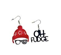 Cute Pair of Beanie/ Broken Glasses Ralphie Themed Earrings for Women. Fun Christmas Earrings for Women. Ralphie Style, Christmas Story Themed Earrings for Women. Fun Pair of Affordable Christmas