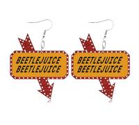 Cute Pair of Drop and Dangle Beetle Sign Earrings for Women. Perfect for Beetle Costumes, 80’s Costumes, and More. Drop and Dangle Signs.