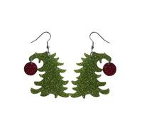 Cute Pair of Leaning Christmas Tree Earrings for Women, Whoville, Christmas Parties and More. Fun Affordable Drop and Dangle Christmas Tree Earrings for Women. Cartoon “Grinchmas” Style Christmas Drop