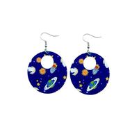 Cute Pair of Round Space Earrings for Teachers, Educators, and More. Fun Pair of Drop and Dangle Science Earrings for Women. Space Themed Solar System Earrings for Women, Teachers, Educators