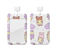 Cute Pajama Party Id Badge Holder with Lanyard-Vertical Card Protector Clear Abs Hard Shell, Retractable Reel for Work Office