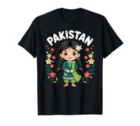 Cute Pakistan Girl Traditional Green Outfit Artwork for Kids T-Shirt