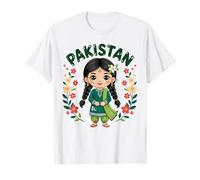 Cute Pakistan Girl Traditional Green Outfit Artwork for Kids T-Shirt
