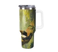 Cute Panda 40 Oz Tumbler Car Cup with Handle Insulated Cups Large Capacity Coffee Mug Water Bottle