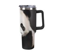 Cute Panda 40 Oz Tumbler with Handle And Flip Straw, Vacuum Insulated Stainless Steel Tumbler Cups, Travel Coffee Mug, Dishwasher Safe & Bpa-Free, Reusable Water Bottle(black)