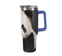Cute Panda 40 Oz Tumbler with Handle And Flip Straw, Vacuum Insulated Stainless Steel Tumbler Cups, Travel Coffee Mug, Dishwasher Safe & Bpa-Free, Reusable Water Bottle(Deep Blue)