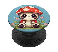 Cute Panda Aesthetic Mushroom Hat Kawaii Panda Lovers PopSockets Swappable PopGrip
