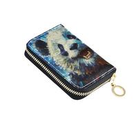 Cute Panda Aesthetic Starry Night Wallets for Women Zip Around Card Holder Wallets RFID Blocking Animal Mens Wallet with Coin Pocket