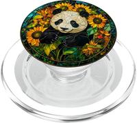 Cute Panda Among Sunflowers Round Nature Artwork PopSockets PopGrip for MagSafe