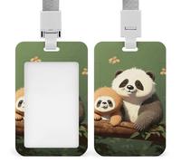 Cute Panda and Sloth ID Badge Holder Retractable Clip Waterproof Plastic Card Holder with Lanyard Protector Work Badge Sleeve Name Badge Reel Holders Name Tag for Work OfficeNurs
