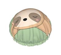 Cute Panda and Sloth Print Shower Cap for Women & Men - Reusable, Double Layer, Breathable, Hair Bath Cap L