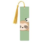 Cute Panda and Sloth Wooden Bookmark Book Lovers Tassels Crafts Accessories Reading Book Club Party
