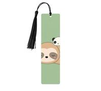 Cute Panda and Sloth Wooden Bookmark Book Lovers Tassels Crafts Accessories Reading Book Club Party