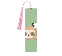 Cute Panda and Sloth Wooden Bookmark Book Lovers Tassels Crafts Accessories Reading Book Club Party