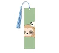 Cute Panda and Sloth Wooden Bookmark Book Lovers Tassels Crafts Accessories Reading Book Club Party