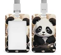 Cute Panda Animal Badge Holder with Lanyard, Vertical ABS Plastic ID Card Holder Fashion Name Badge Holders Office ID Card Protector for Teacher Nurse Employee Security Staff
