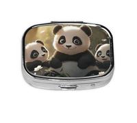 Cute Panda Animal Pattern Pill Case Pill Box Travel Pill Organizer Small Square Medicine Box for Purse & Pocket Gifts
