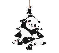 Cute Panda Animal Patterned wooden ornaments, a set of 6 decorations, suitable for hanging on Christmas trees and fireplaces.