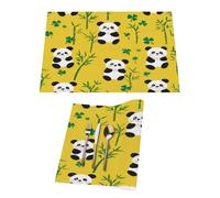 Cute Panda Bamboo Plant Vinyl Placemats Set of 1 for Dining Tables,Kitchen Table Mats Heat Resistant Washable Wipeable PVC Place Mat