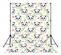 Cute Panda Bamboo Star Anti-Wrinkle Photography Background Backdrop For Portrait, Party Decoration, Video Recording & Events - 5x7ft