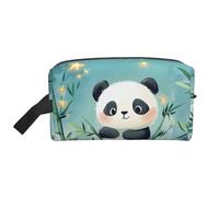 Cute Panda Bamboo Star Water-Resistant Travel Toiletry Organizer Bag, Large Capacity Portable Cosmetic Storage for Gym/Daily Essentials