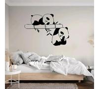 Cute Panda Bamboo wall Sticker Bear Jungle Animal Sticker Children's Room Bedroom Mural Vinyl Black