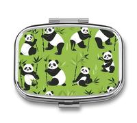 Cute Panda Bear Art Travel Pill Organizer 2 Compartments Pill Case Pill Box Containers for Purse Pocket