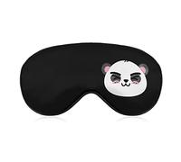 Cute Panda Bear Face Sleep Eye Mask Soft Eye Covers Blocking Lights Blindfold with Adjustable Strap for Travel Nap