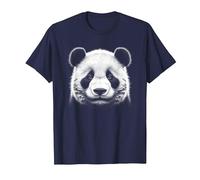 Cute Panda Bear Head in Realistic Drawing Style T-Shirt, Men, Navy Blue, Medium